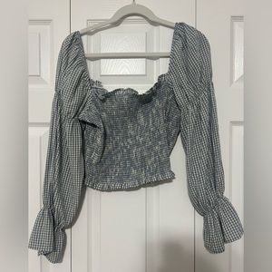 Urban Outfitters lavender gingham cropped blouse